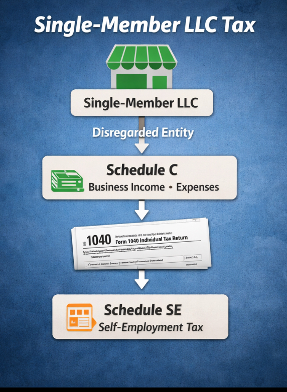 Single-Member LLC Tax Flow Diagram